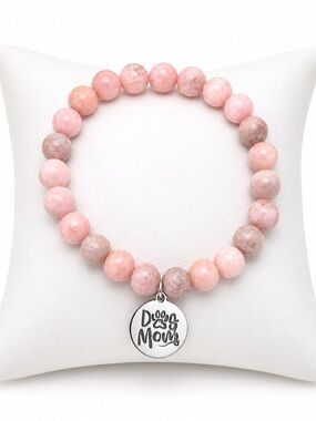 Natural stone DOG MOM Charm bracelet NEW